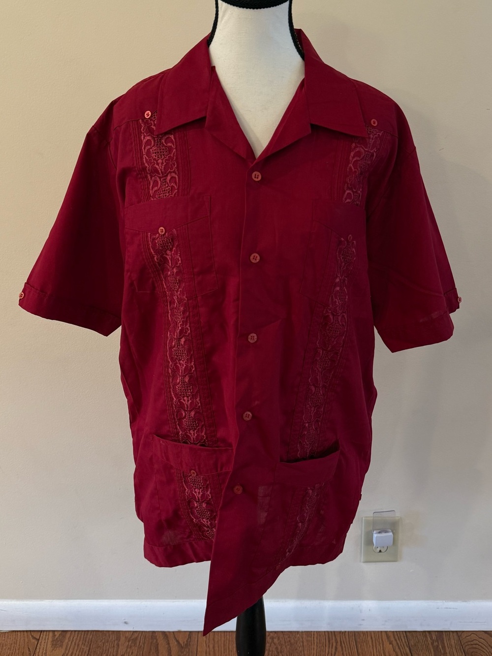 Premier Short-Sleeve Button Shirt in Burgundy